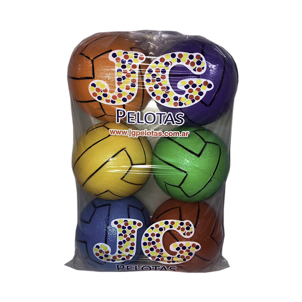PELOTA PLASTICA X 6 UNIDADES N*6 RAYADA EN BOLSA