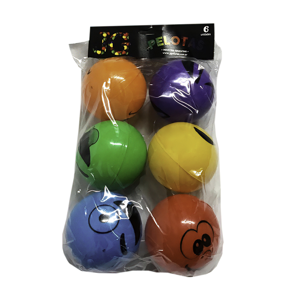 PELOTA X 6 UNIDADES PLASTICA ESTAMPADA EN BOLSA