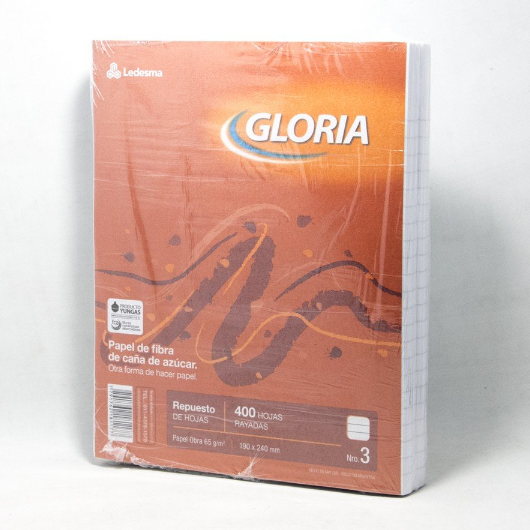REPUESTO DE HOJAS N*3 X 400 HOJAS RAYADAS GLORIA 