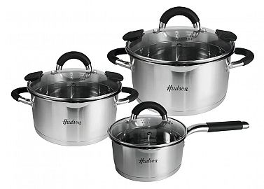BATERIA COCINA 6 PIEZAS ACERO INOXIDABLE HUDSON